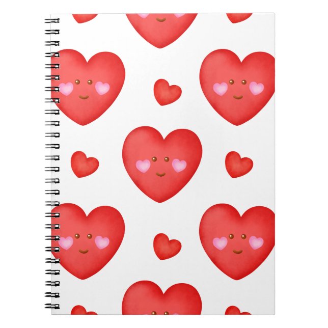 Pattern Valentine Background With Heart Love   Notebook (Front)
