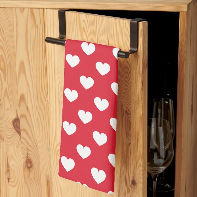 Pattern Valentine Background With Hearts Love    Tea Towel (Thirds Fold)