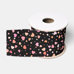 Pattern Valentine`s 2023 Background With Heart Grosgrain Ribbon