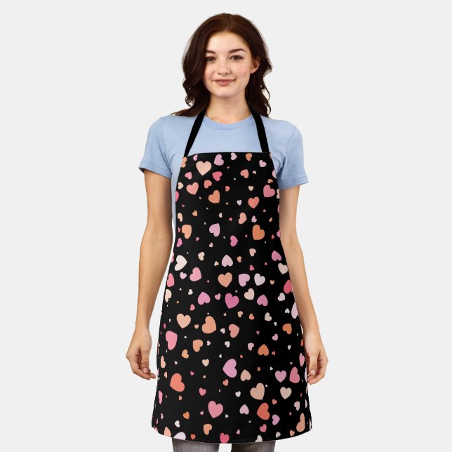 Pattern Valentine`s 2024 Background With Heart    Apron (Worn)