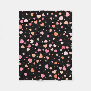 Pattern Valentine`s 2024 Background With Heart Fleece Blanket