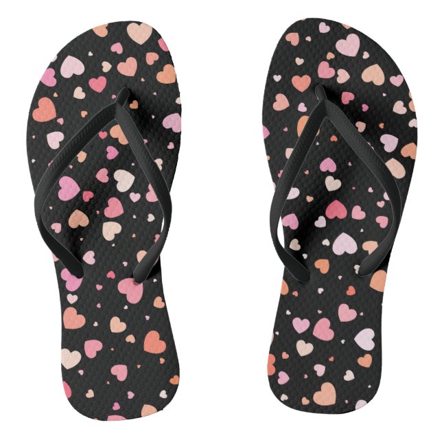 Pattern Valentine`s 2024 Background With Heart   Flip Flops (Footbed)