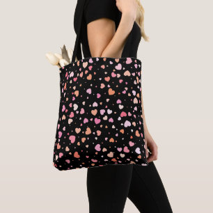 Pattern Valentine`s 2024 Background With Heart    Tote Bag