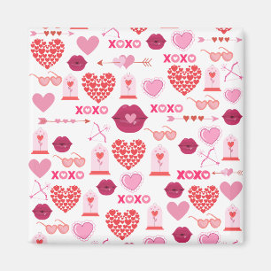 Pattern Valentine`s Day 2023 Background With Heart Magnet