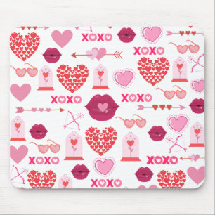Pattern Valentine`s Day 2023 Background With Heart Mouse Mat