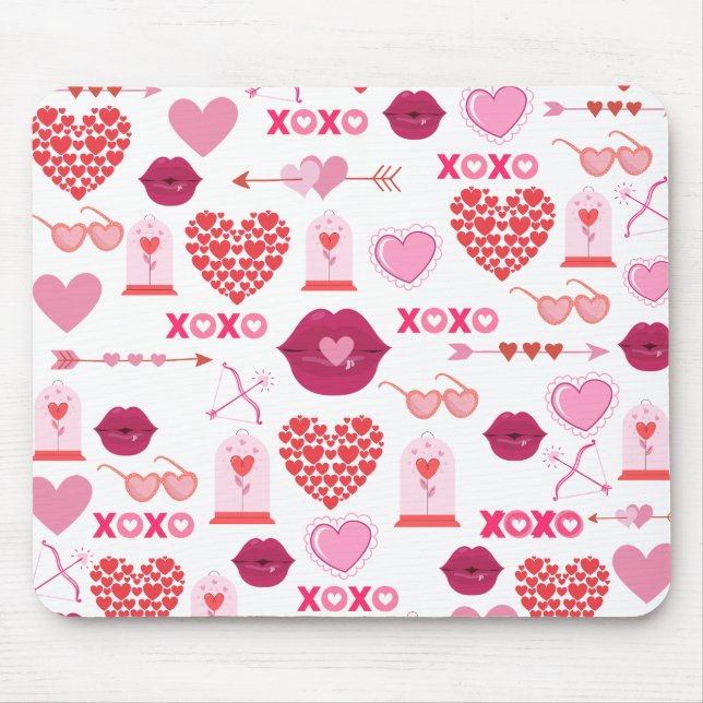 Pattern Valentine`s Day 2023 Background With Heart Mouse Mat (Front)