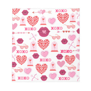 Pattern Valentine`s Day 2023 Background With Heart Notepad