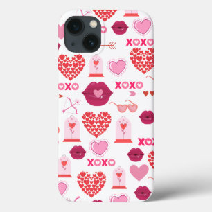 Pattern Valentine`s Day 2024 Background With Heart iPhone 13 Case