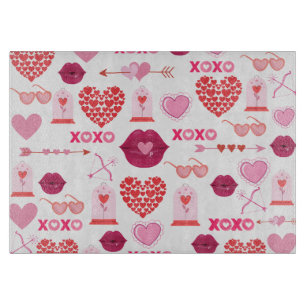 Pattern Valentine`s Day 2024 Background With Heart Cutting Board