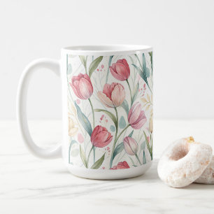 Pattern Watercolor Modern Tulips Coffee Mug