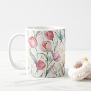 Pattern Watercolor Modern Tulips Coffee Mug