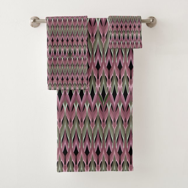 Pattern wave multi-coloured fashion retro bath towel set (Insitu)