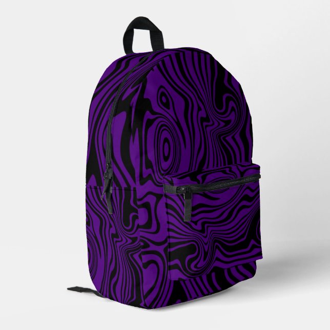 Pattern Waves Black Purple Backpack Choose Colours (Back Corner Left)