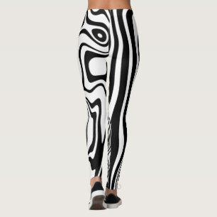Pattern Waves Black White Leggings - Choose Colour