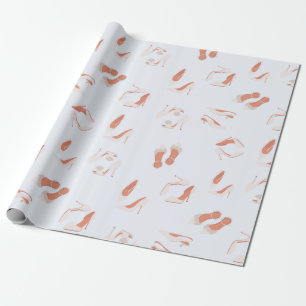 Pattern white bride shoes wrapping paper