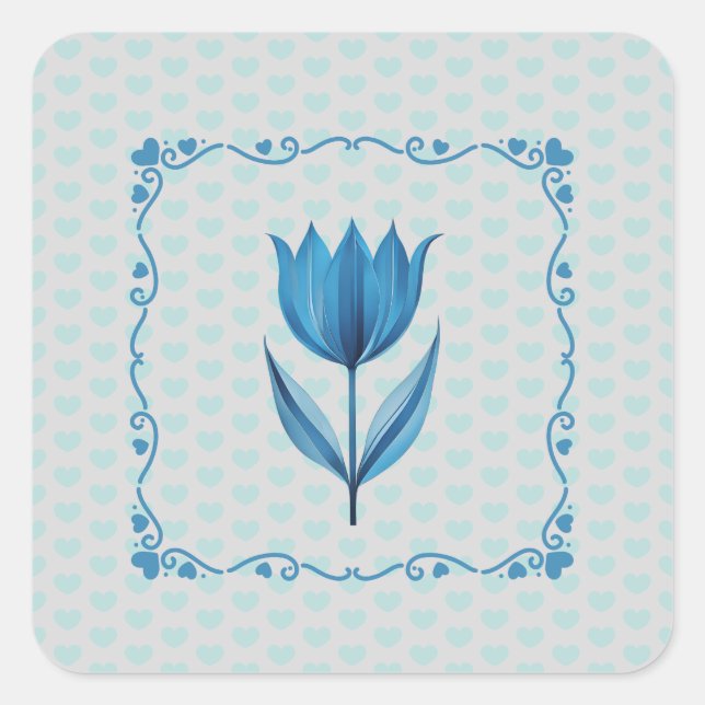 Pattern with a Blue Tulip Sticker  (Front)