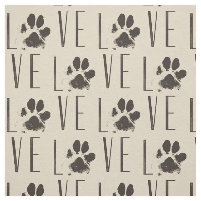 Pattern with a Paw Print that Spells Out Love Fabric (Swatch)