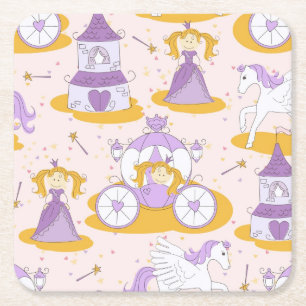 pattern with a princess square paper coaster