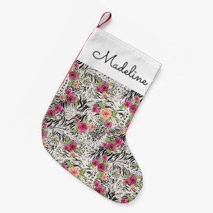 Pattern With Animal Prints   Add Your Name Small Christmas Stocking