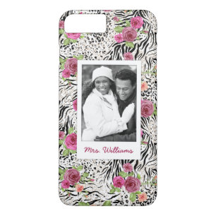 Pattern With Animal Prints   Add Your Photo & Name iPhone 8 Plus/7 Plus Case