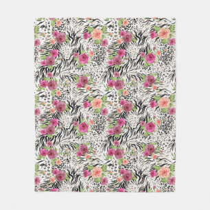 Pattern With Animal Prints Fleece Blanket