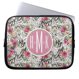 Pattern With Animal Prints   Monogram Laptop Sleeve