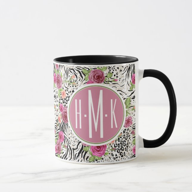 Pattern With Animal Prints | Monogram Mug (Right)