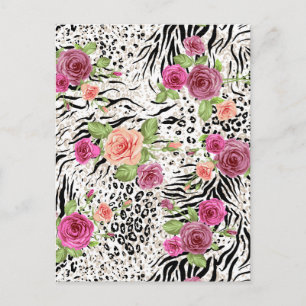 Pattern With Animal Prints Postcard