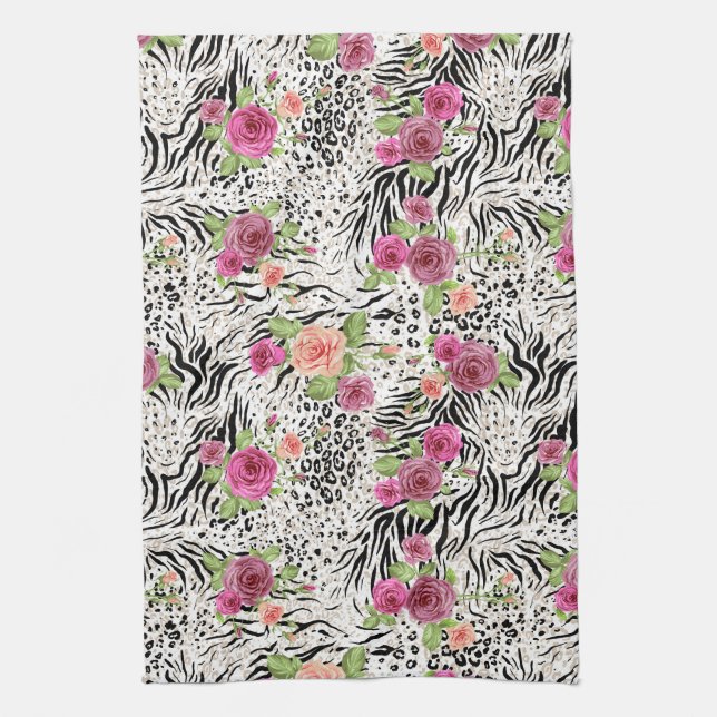 Pattern With Animal Prints Tea Towel (Vertical)