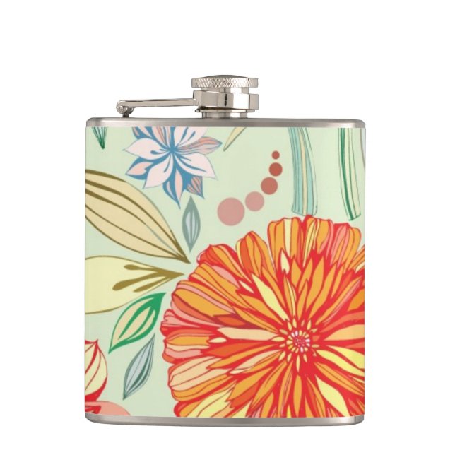 Pattern with asters hip flask (Front)