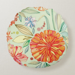 Pattern with asters round cushion