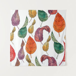 Pattern with autumn leaves on a white background, tapestry