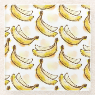Pattern with banana glass coaster