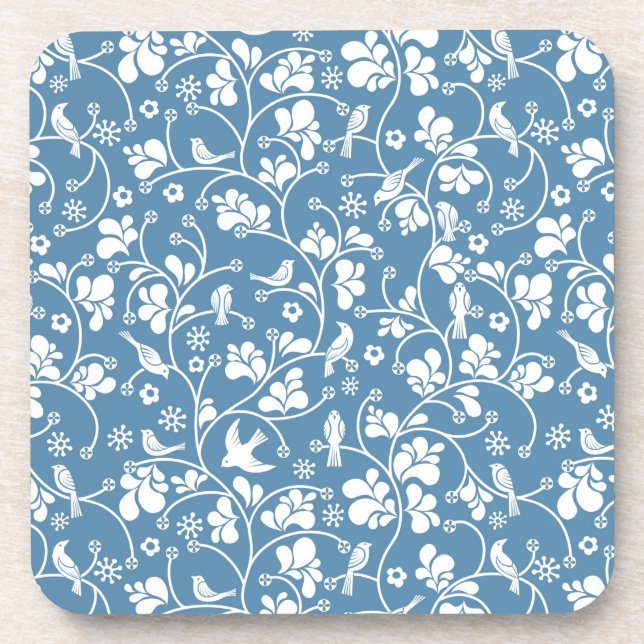 pattern with birds and plants ornament coaster (Front)