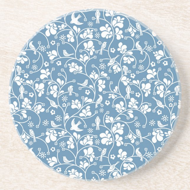 pattern with birds and plants ornament coaster (Front)