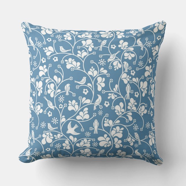 pattern with birds and plants ornament cushion (Front)
