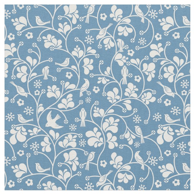 pattern with birds and plants ornament fabric (Close Up)