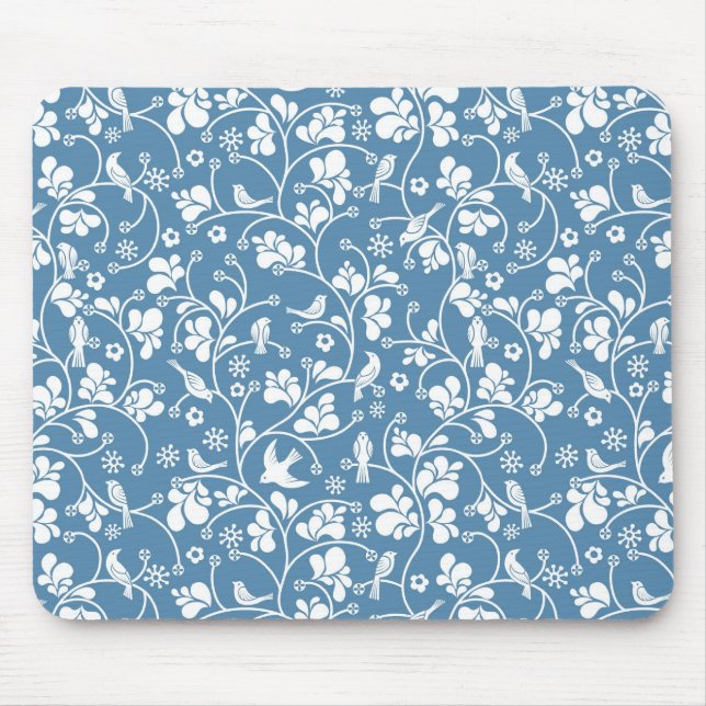 pattern with birds and plants ornament mouse mat (Front)