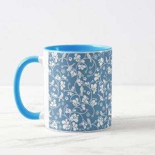 pattern with birds and plants ornament mug