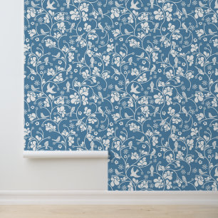 pattern with birds and plants ornament wallpaper