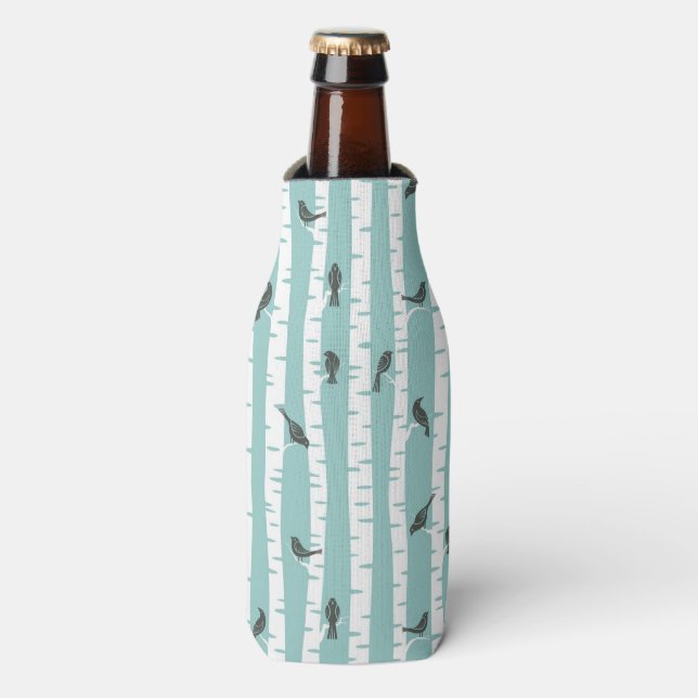 Pattern with birds and trees bottle cooler (Bottle Front)