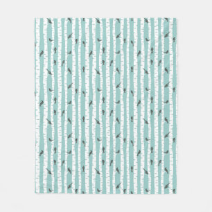 Pattern with birds and trees fleece blanket