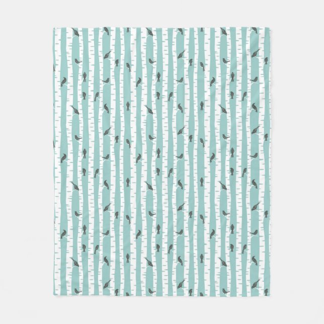 Pattern with birds and trees fleece blanket (Front)