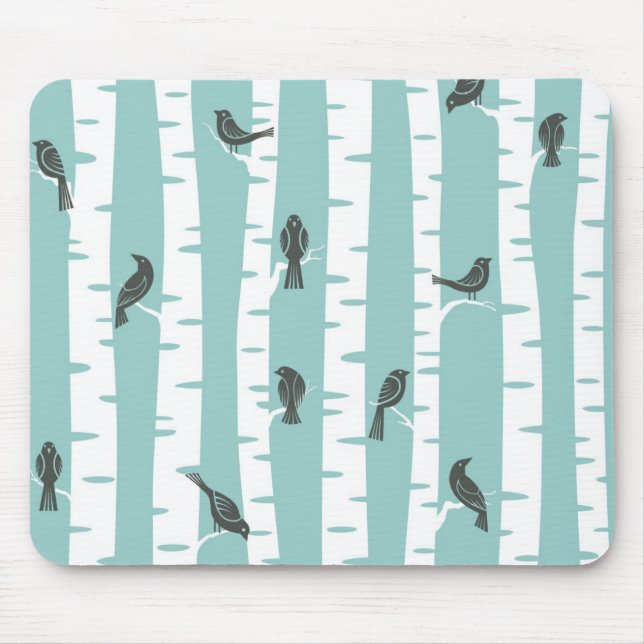 Pattern with birds and trees mouse mat (Front)