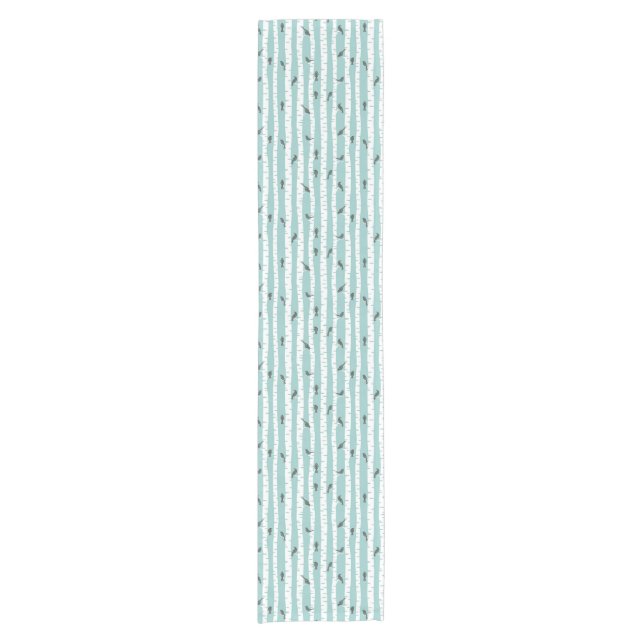 Pattern with birds and trees short table runner (Front)