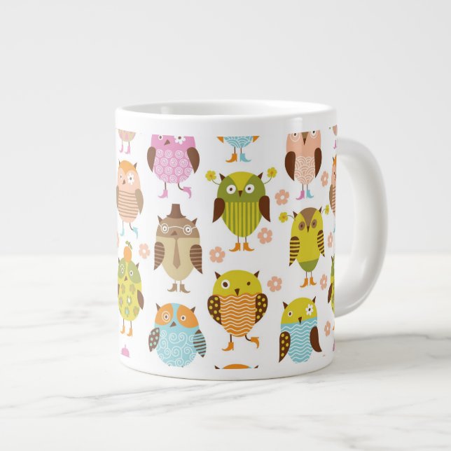 pattern with birds large coffee mug (Front Right)