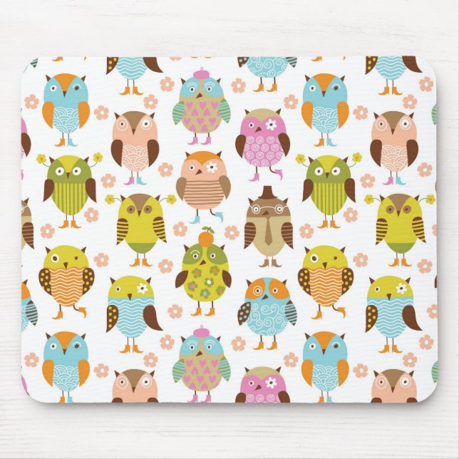 pattern with birds mouse mat (Front)