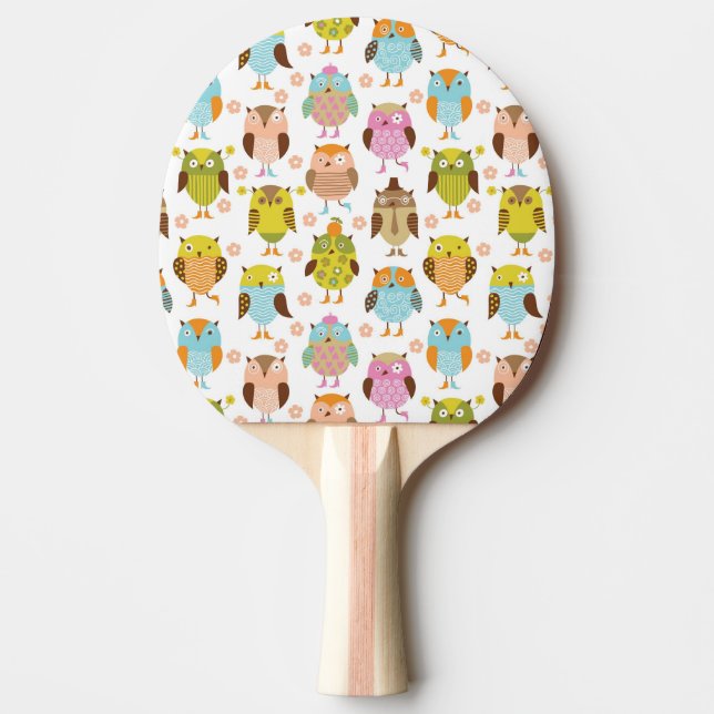 pattern with birds ping pong paddle (Front)