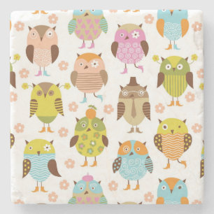 pattern with birds stone coaster