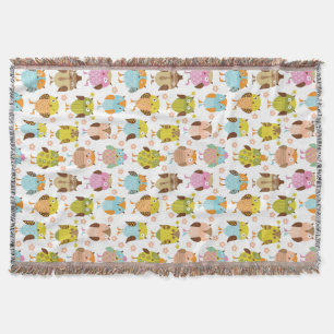 pattern with birds throw blanket